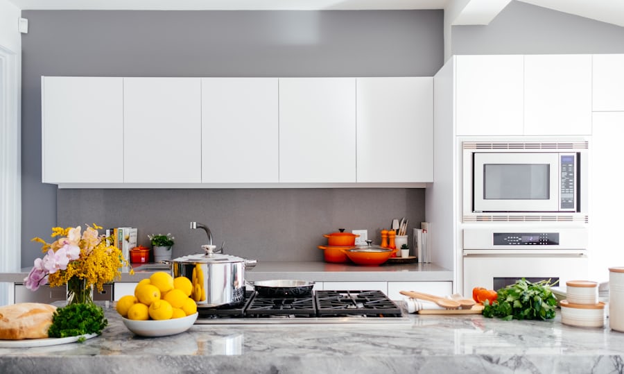 Kitchen with multiple appliances showing typical lifespans for Atlanta homeowners